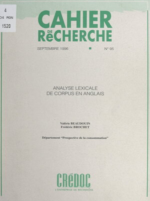 cover image of Analyse lexicale de corpus en anglais